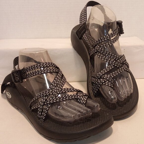 CHACO ZX2 Cloud Women's Sz 10/41 Hiking Sport Sandals Black/White/Gray-Toe Loop - Picture 1 of 12